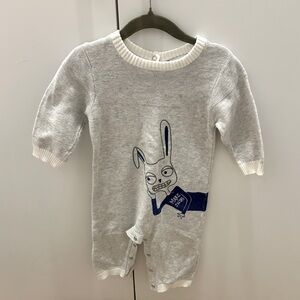 Little Marc jacobs baby knit sweater onesie romper grey/white graphic 12 months